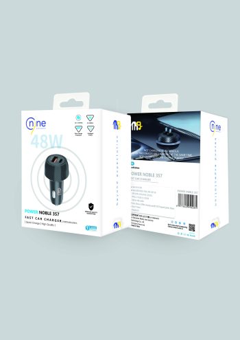 NINE CAR CHARGER  POWER NOBLE 357   TWO PORT  (USB A-PD)48W